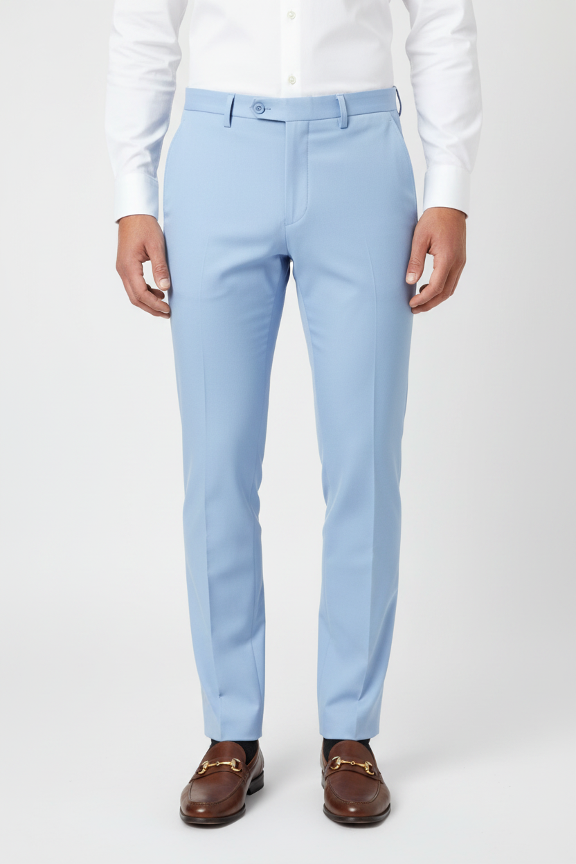 Sky Blue Regular Fit Dress Pant