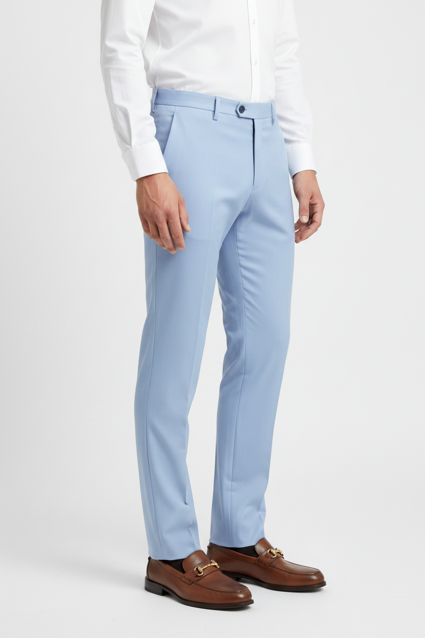 Sky Blue Regular Fit Dress Pant