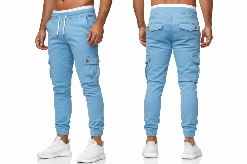 Sky Blue Cargo Trousers For Men