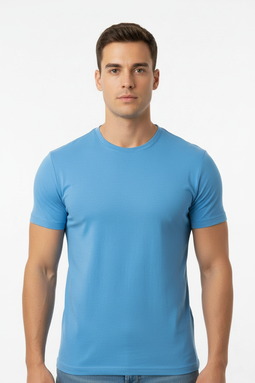 Plain Sky Blue T-Shirt For Men