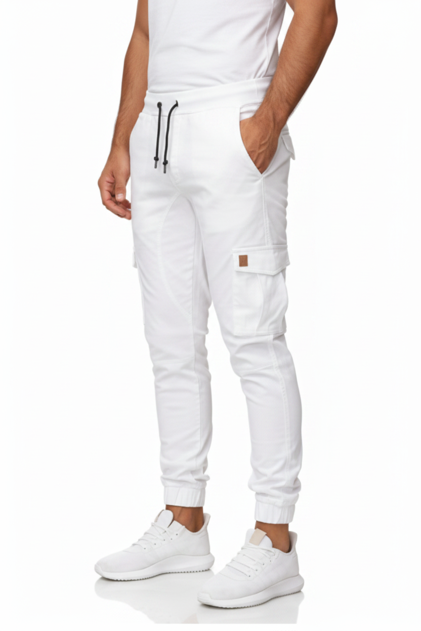 White Cargo Trousers For Men