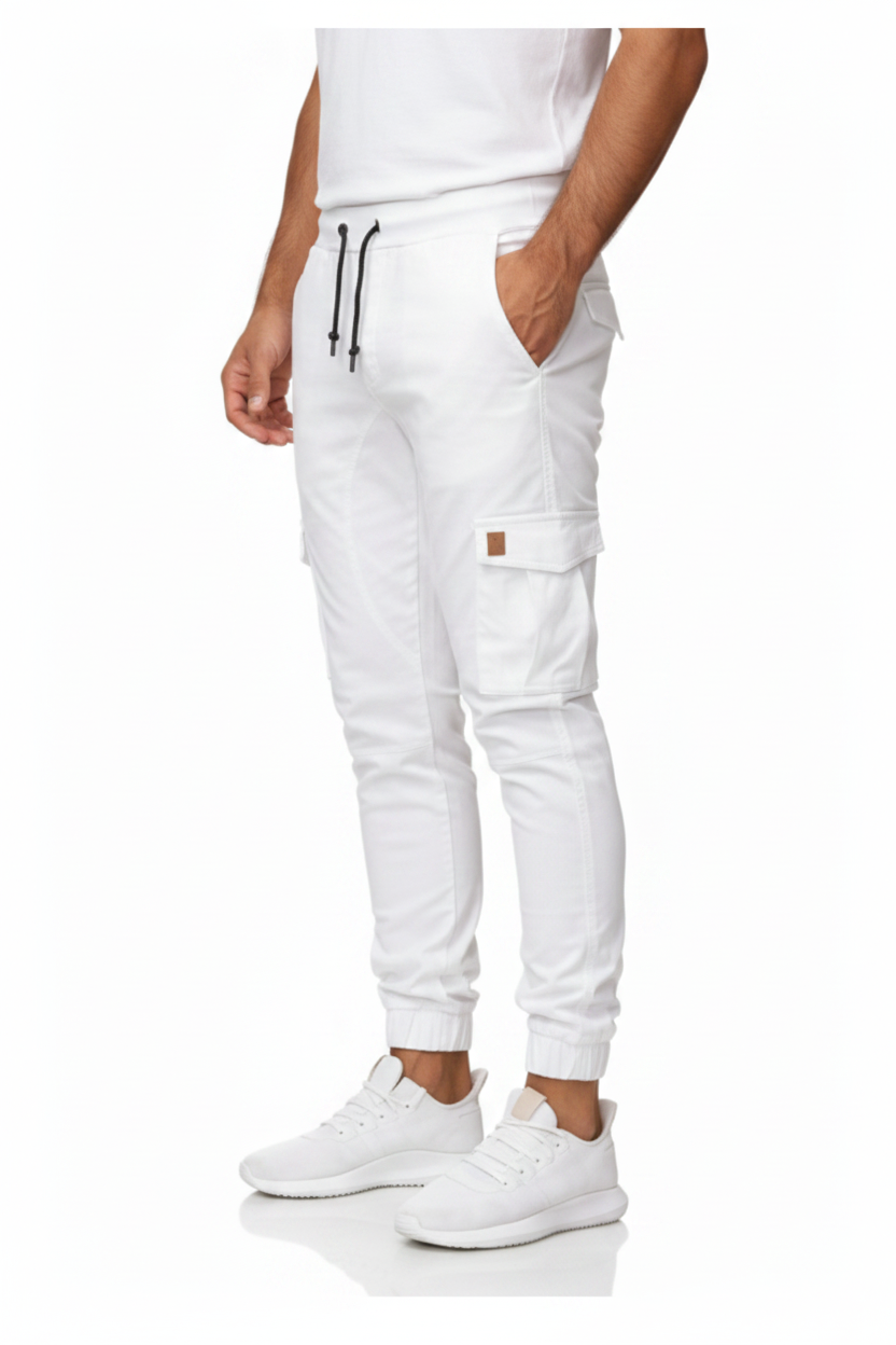 White Cargo Trousers For Men