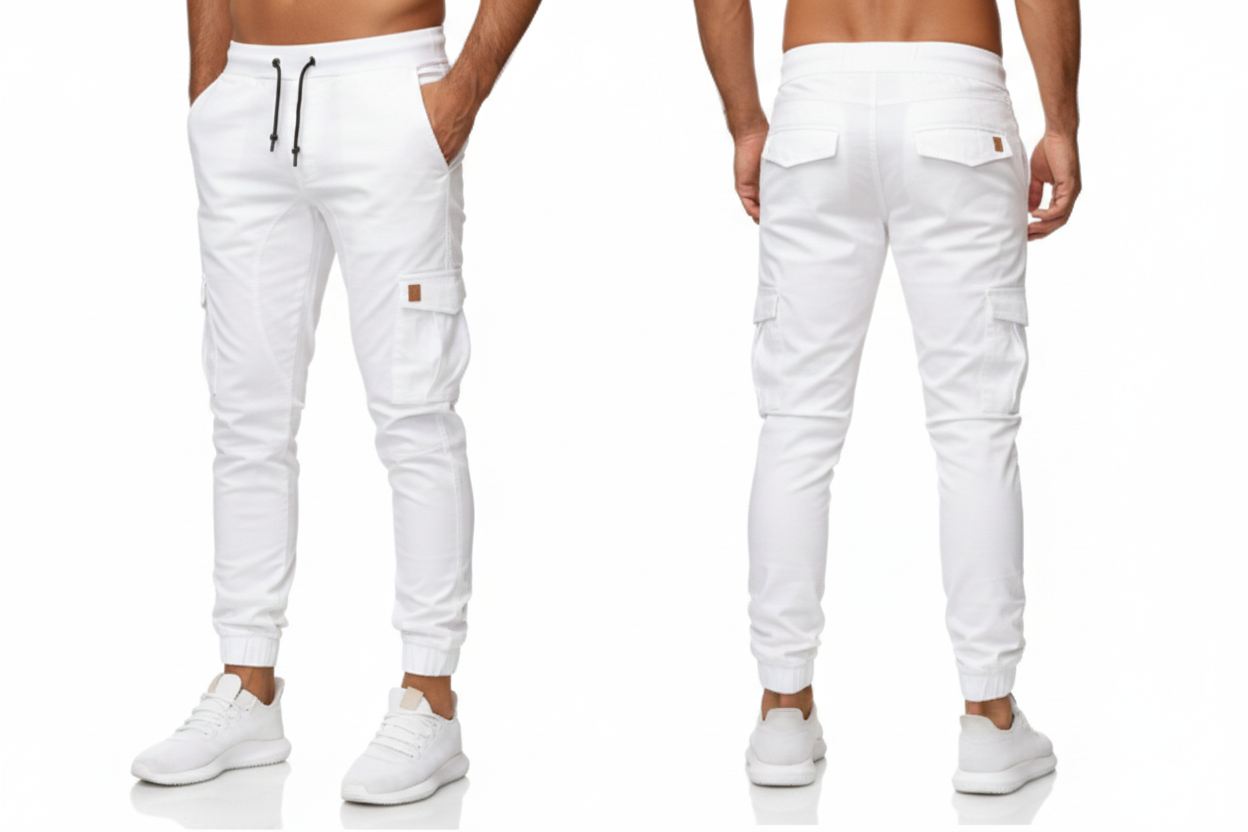 White Cargo Trousers For Men